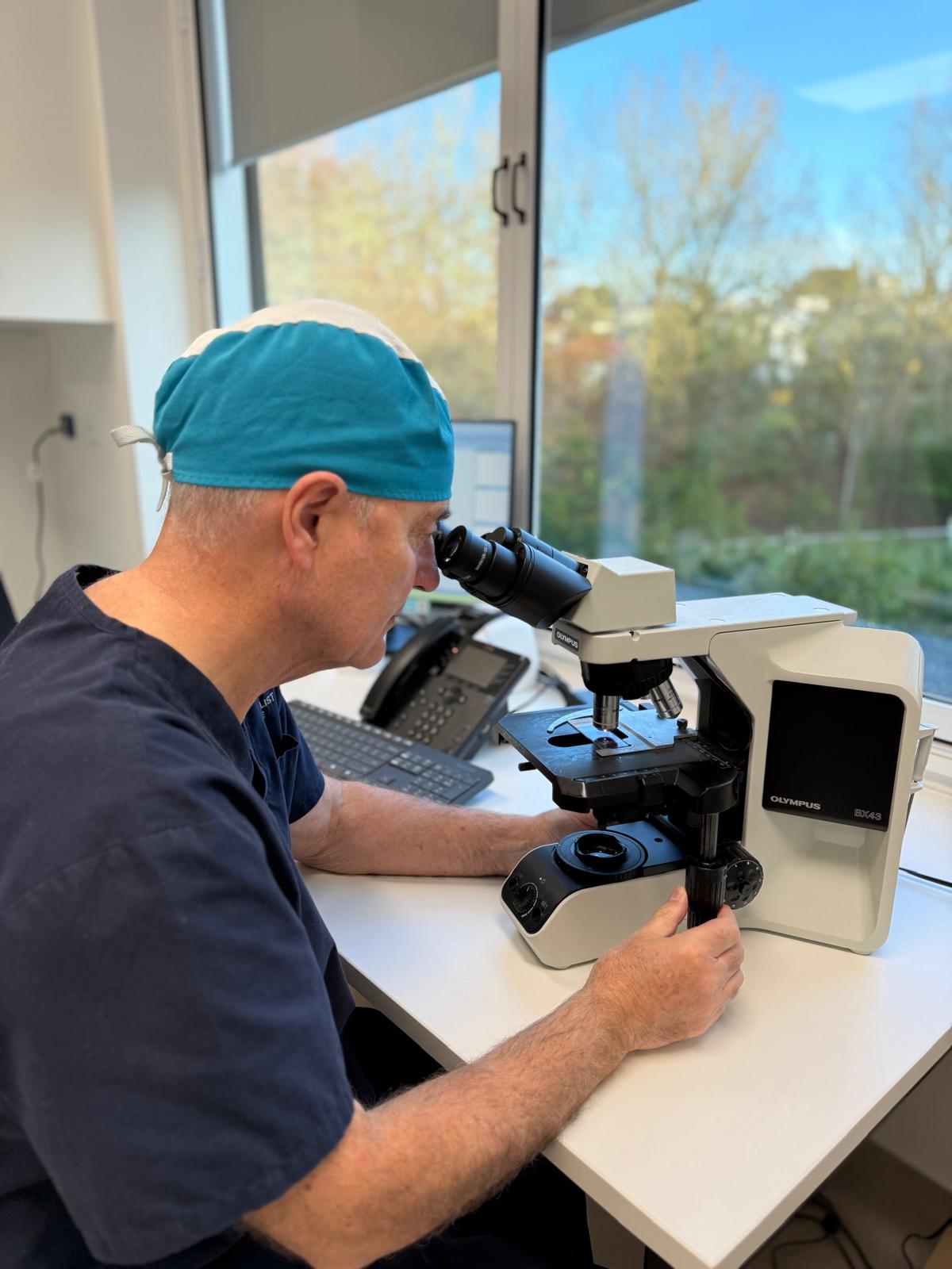 Microscope used during Mohs surgery at Skin Specialist Centre
