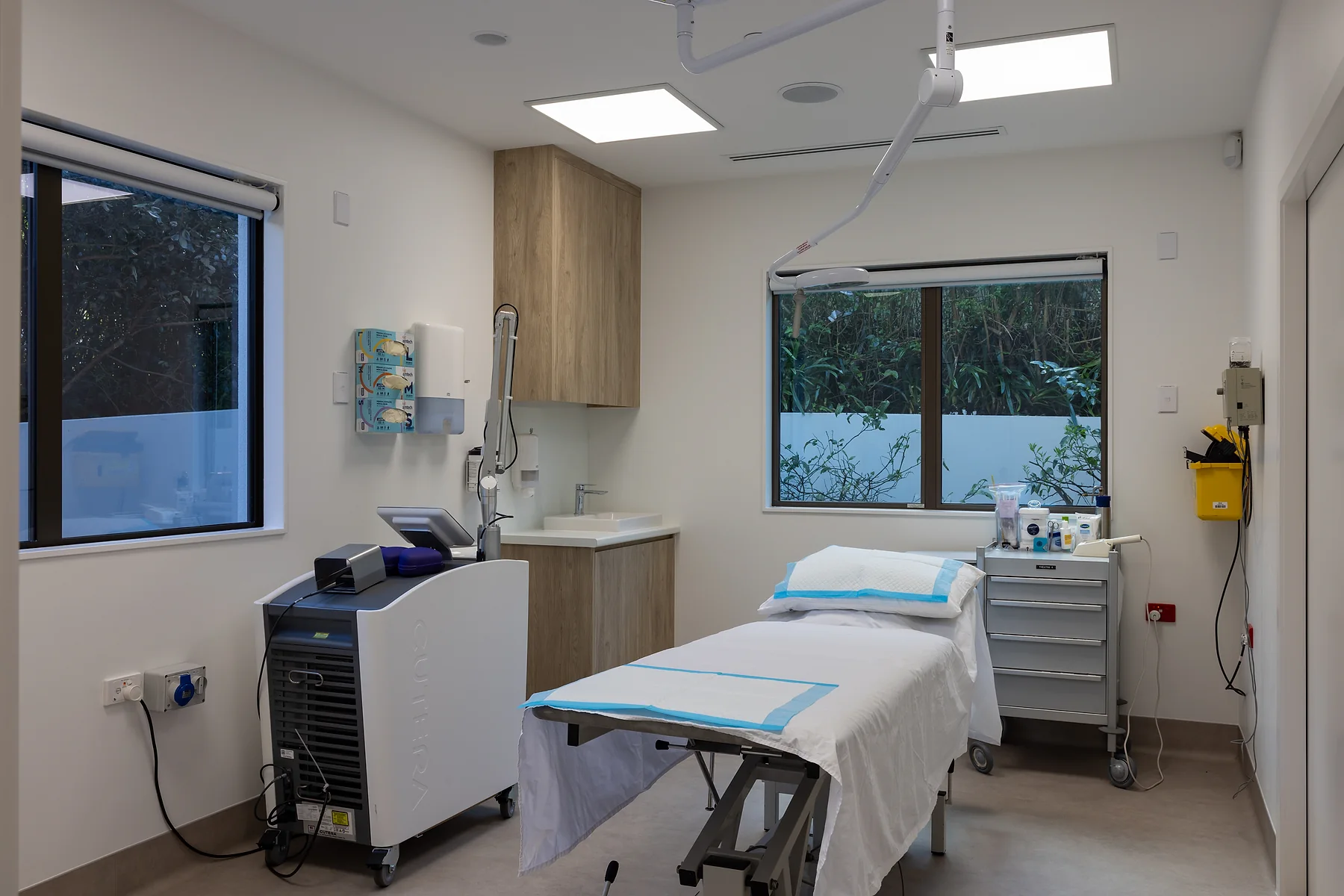 Laser treatment room at the connected Scars & Lasers service in Remuera